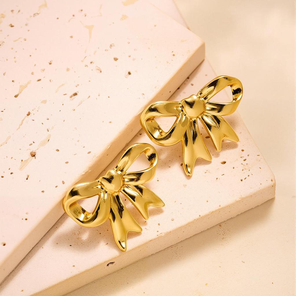 Geometric Irregular 18k Gold Titanium Steel Earrings for Women