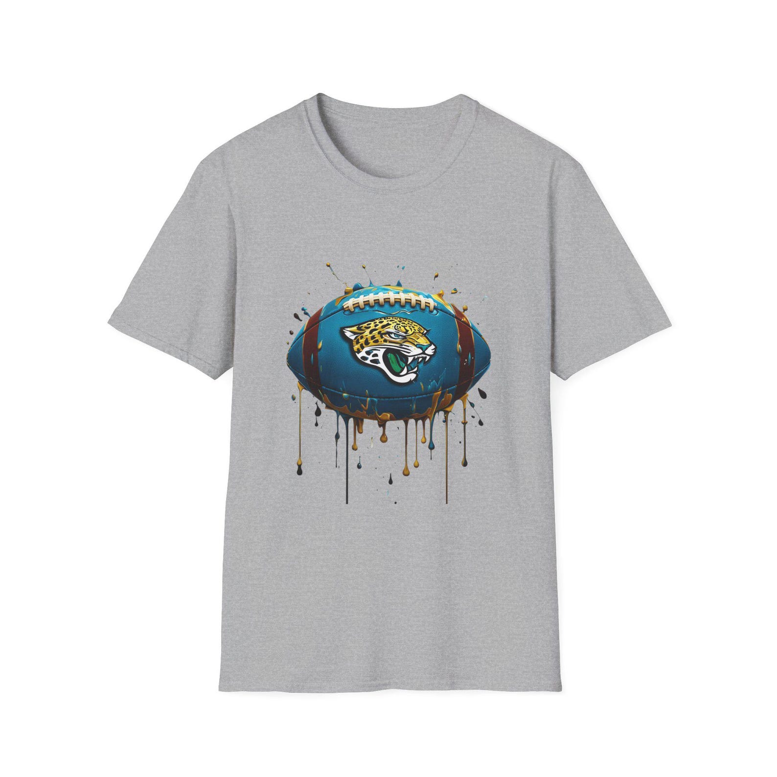 Jacksonville Dripping Football Illustration T-Shirt | Paint Splash Sports Tee 3XL