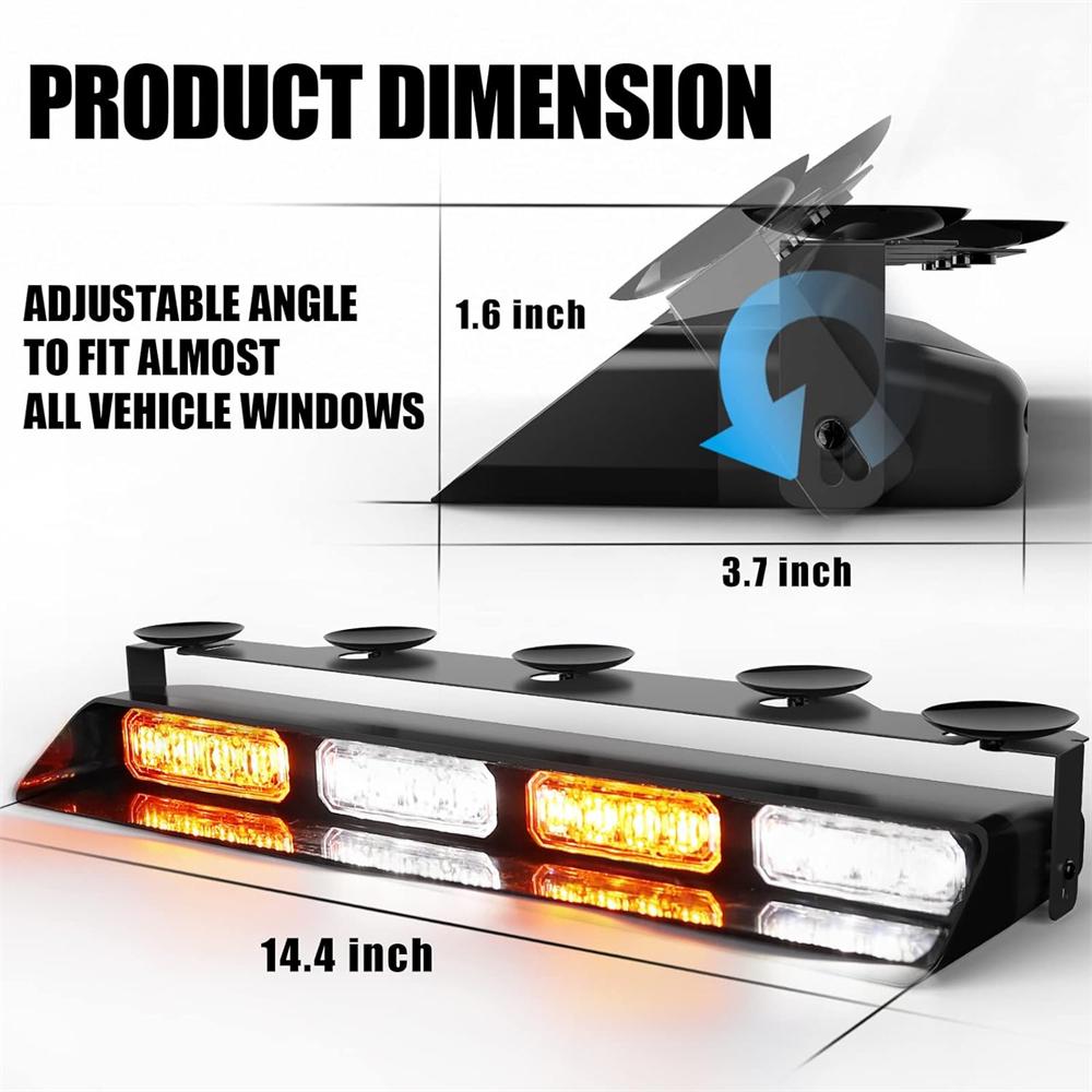 Emergency Dash Strobe Lights Safety Lights 16 LED Flashing Warning Hazard Windshield Visor Traffic Light Bars for Trucks