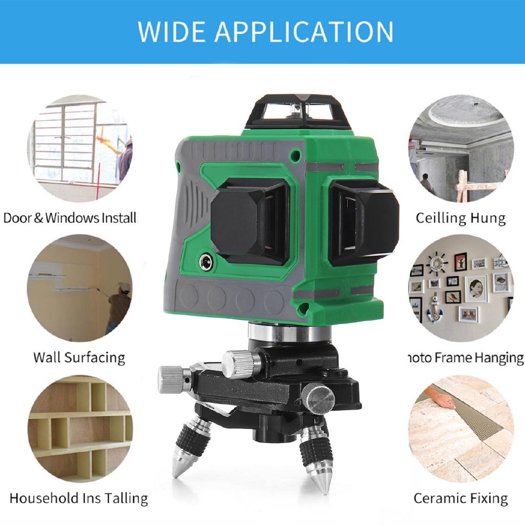 12 Line Laser Level 3D Green Light Auto Self Leveling 360 Rotary Measure Horizontal Vertical Cross Self-Leveling 635nm