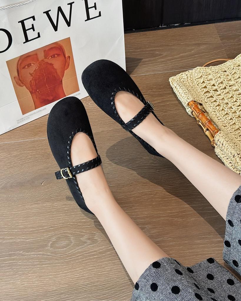 Korean Version of Matte Leather Mary Jane Shoes Women's 2025 New Autumn Grandma Shoes Flat Bottom Shallow Mouth Single Shoes Ballet Shoes