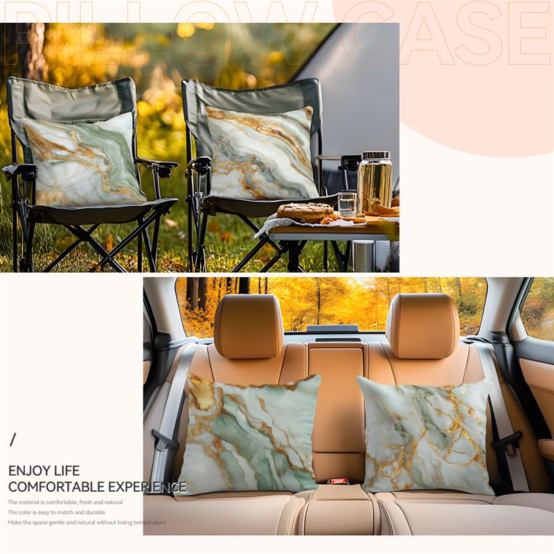 Green Gold Foil Marble Cushions Pillowcase Printed Polyester 45X45Cm Throw Pillow Cover Decorative Sofa Cushion Pillowslip Decor