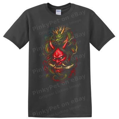 Japanese Demon Dragon T Shirt Red Devil Graphic Cool Tee Art Design