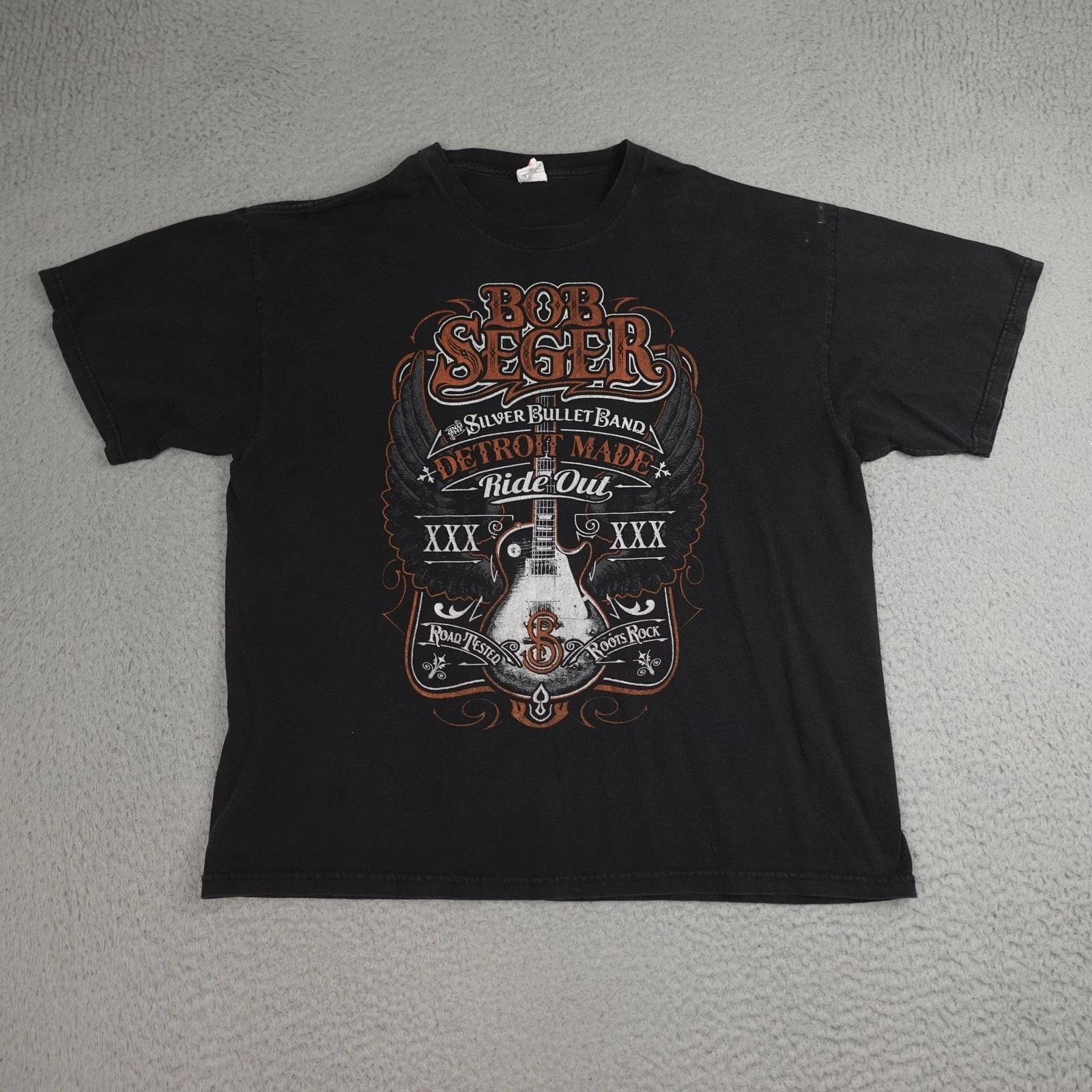 

Мужская футболка Bob Seger Ride Out Tour, размер 2XL, черная, двусторонняя, с изображением группы, Alstyle 4XL