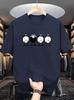 Unisex O Neck Tee Cartoon Sheep Contrast Animal Print Cotton Short Sleeve Loose Summer Breathable Daily Casual Basic Wear Top