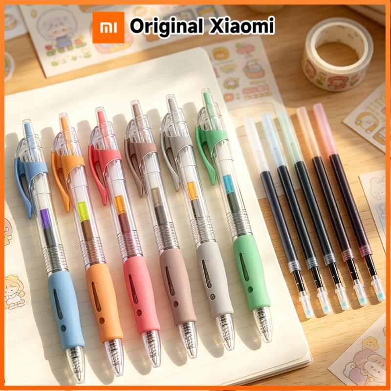 Xiaomi 6/30Pcs Vintage Colour Retractable Gel Pen Writing Refills Painting Graffiti Colored Ballpoint Pens School Office Stationery