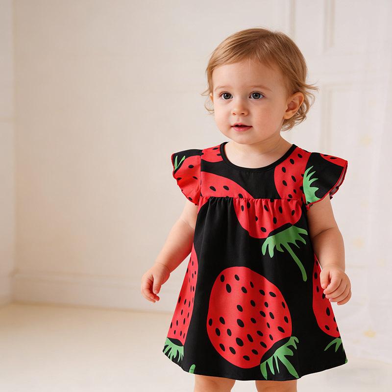 Children's Strawberry Dress: Summer Printed Sweet Princess Dress for Girls