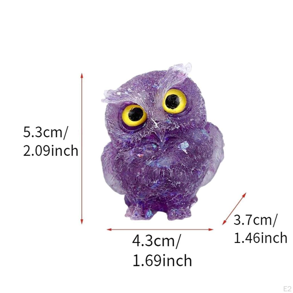 3D Owl Statue Collection Miniature Decor Crystal Decoration for Tabletop Office Bookshelf