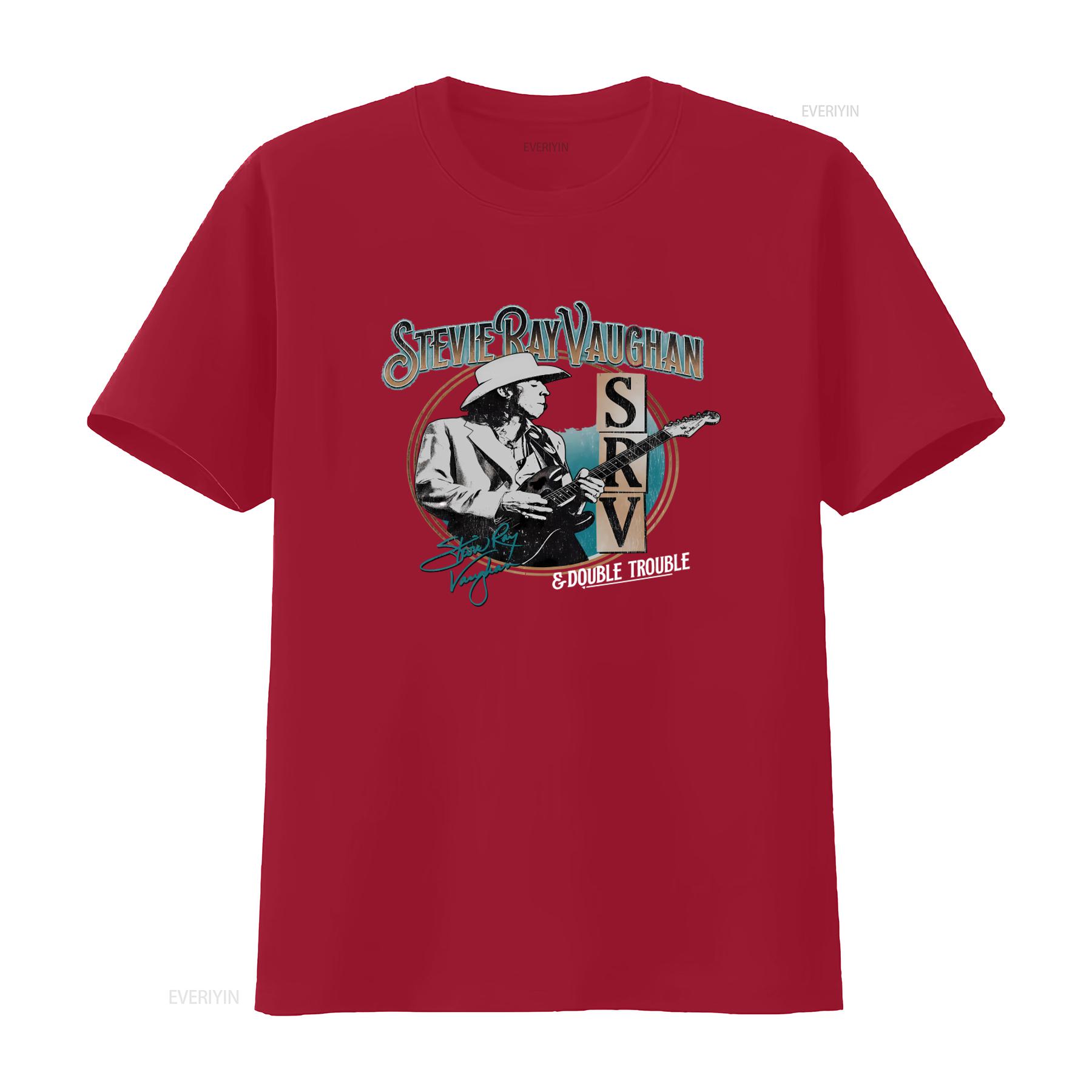 Stevie Ray Vaughan Signature SRV Mens T Shirt Rock Legend Design High Quality Print vintage Washed designer clothes S