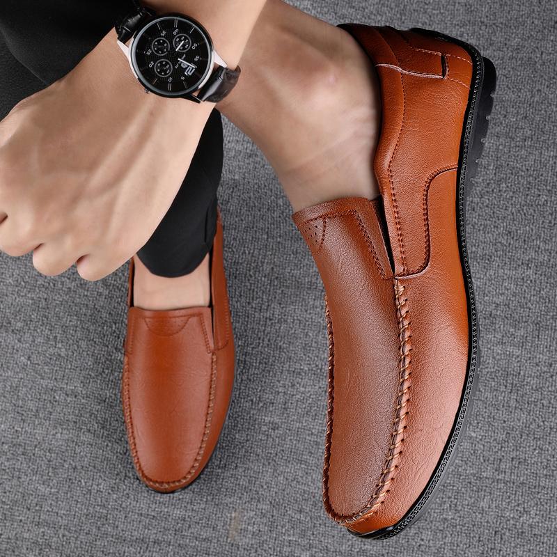 Fashion Business Leather Shoes Casual Luxury Brand Leather Shoes Breathable High-Quality Soft Sole British Style Loafers Driving Shoes