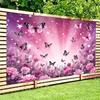 Whimsical Butterfly Backdrop, Dreamy Pink and Purple Scene with Butterflies, Flowers and Sparkles, Magical and Enchanting Party Wall Art
