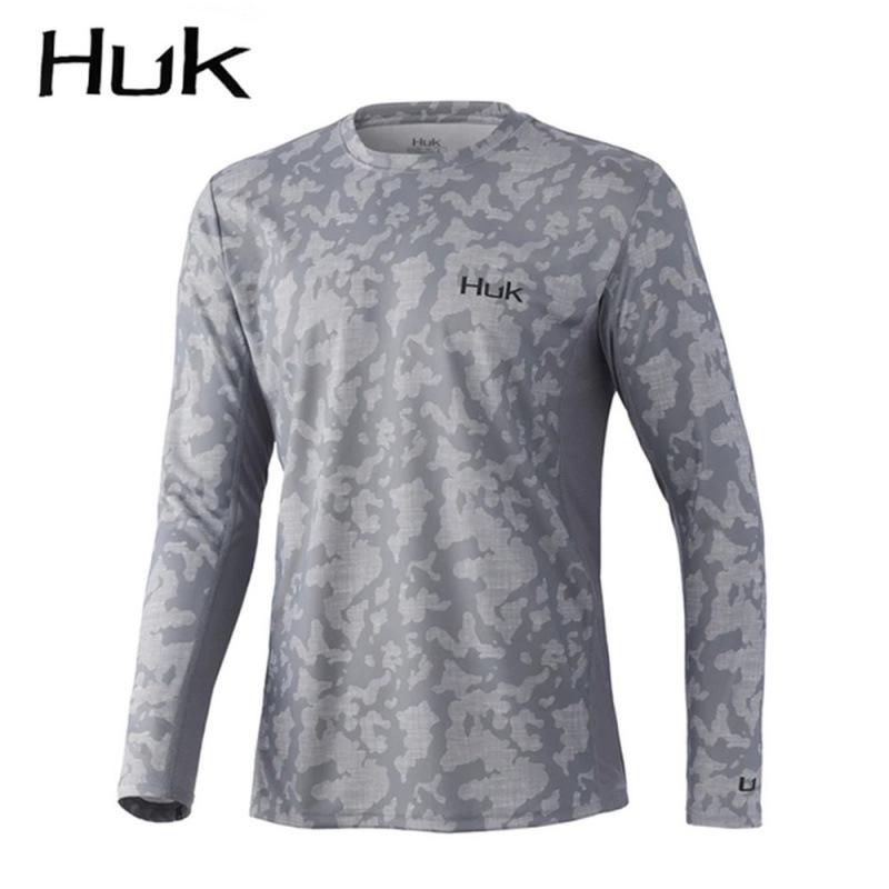 HUK Outdoor Sea Fishing UV Protection Hooded Shirt - Milk Silk, Sun Protection, Loose Fit.