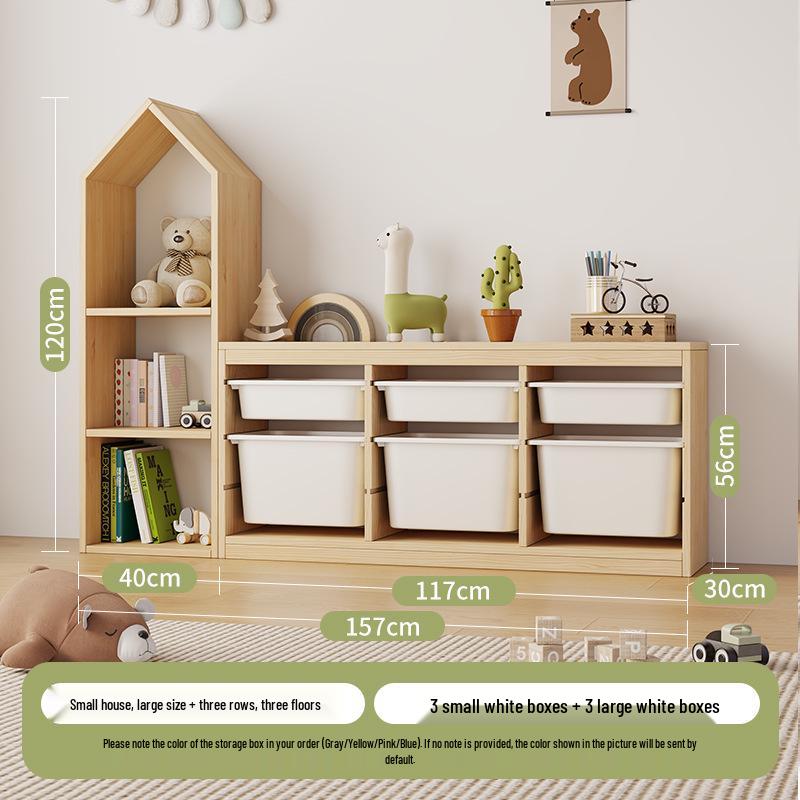 Children's Solid Wood Toy & Book Storage Shelf and Cabinet