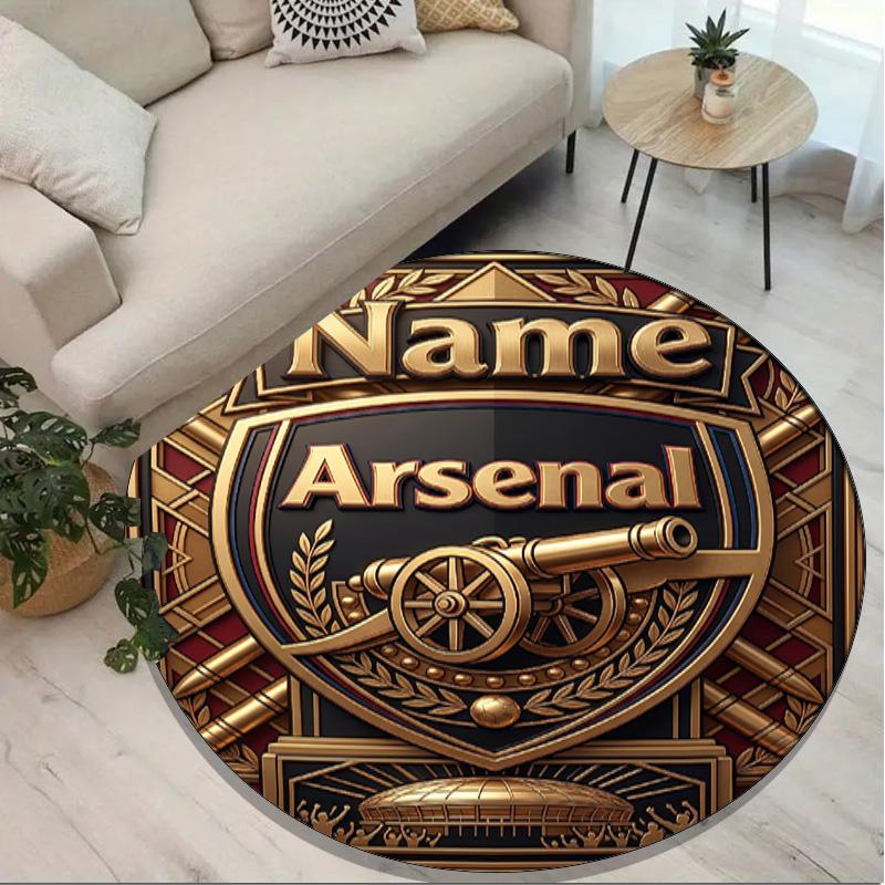 Custom Name Personalized Arsenal F.C Print Round Rug, Versatile Home Decor Carpet, for Playroom, Apartment, Balcony, Entryway, Hallway Gift