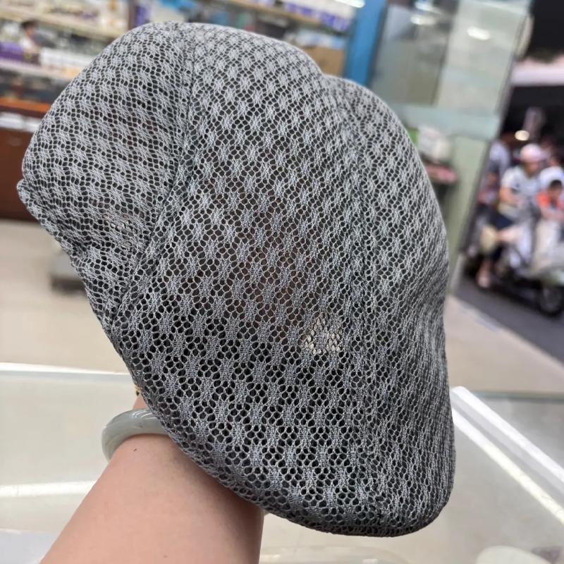 Summer Cotton Casual Beret Caps for Elder Unisex Solid Color Mesh Flat Sun Protection Caps Fashion Breathable Hat for Women Men