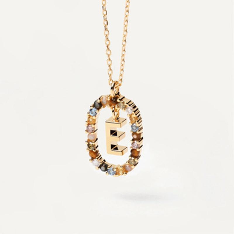 New 925 Sterling Silver Gold Letters A - Z Initial Necklace Zirconia Letter Pendant Long Chain Say My Name Fine Jewelry