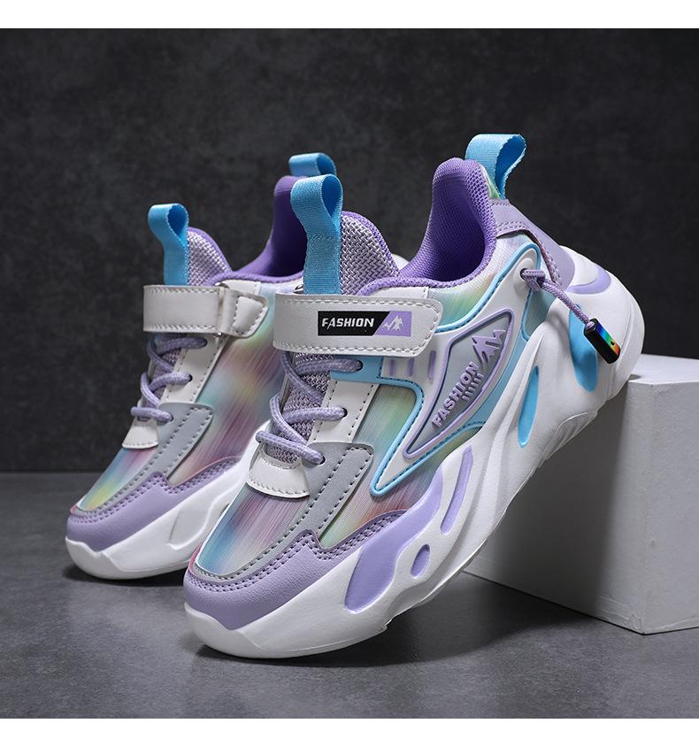 Girls' 2024 Autumn Non-Slip Leather Running Shoes - Soft Sole, Versatile, for Medium and Large Children