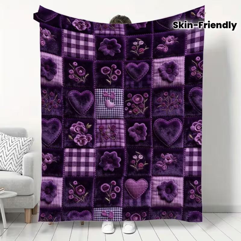 Coperta Plaid Floreale Comoda in Stile Retrò - Realizzata in Morbida e Calda Flanella con Nappe, Perfetta per l'Uso sul Divano