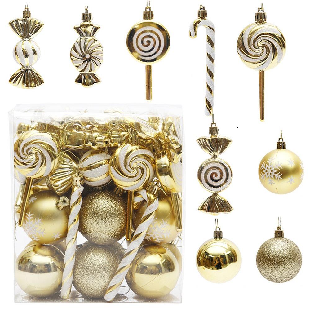 36PCS Electroplated Candy Cane Ornaments Shatterproof Lollipop Hanging Balls  Party Favors