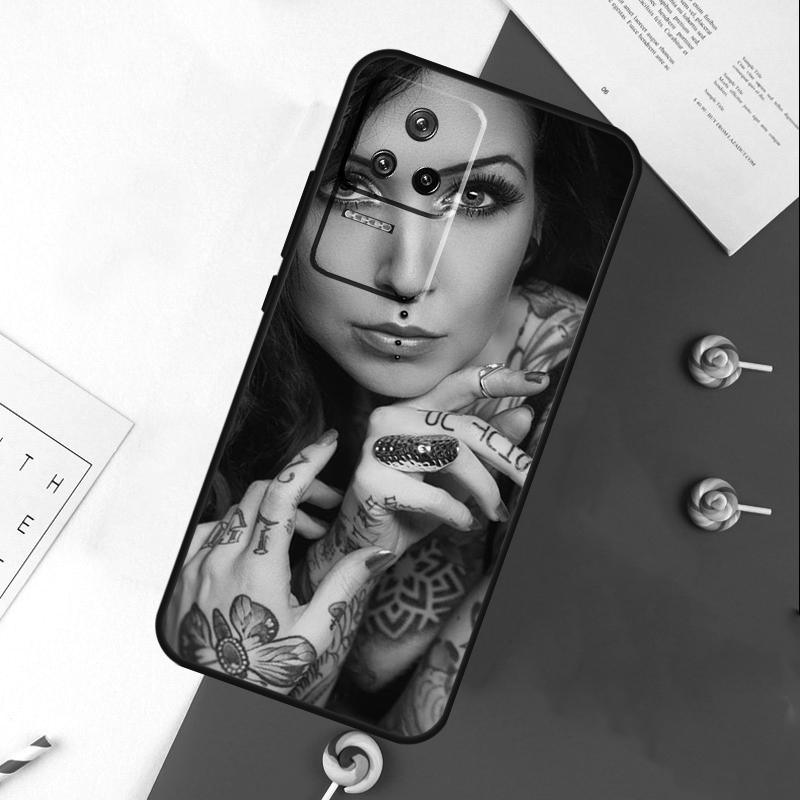 Sexy Sleeve Tattoo Girl Cover For Xiaomi 14T 11T 12T 13T Pro 13 14 15 Ultra POCO X7 Pro X3 X5 X6 F5 F6 M6 Pro Case