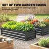 Set of 2 Raised Beds for Garden, Galvanised Outdoor Planters for Herbs Vegetables, Use for Patio Balcony, Grey