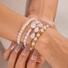 Artificial Pearl Beaded Bracelet With Geometric Oval Design For Womens Fashion Accessory