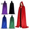 Theatrical Role Play Costume Unisex Adults Hooded Cloak, Velvet Vampire Wizard Cape, Renaissance Mysterious Witch Cape Medieval Halloween for Cosplay,