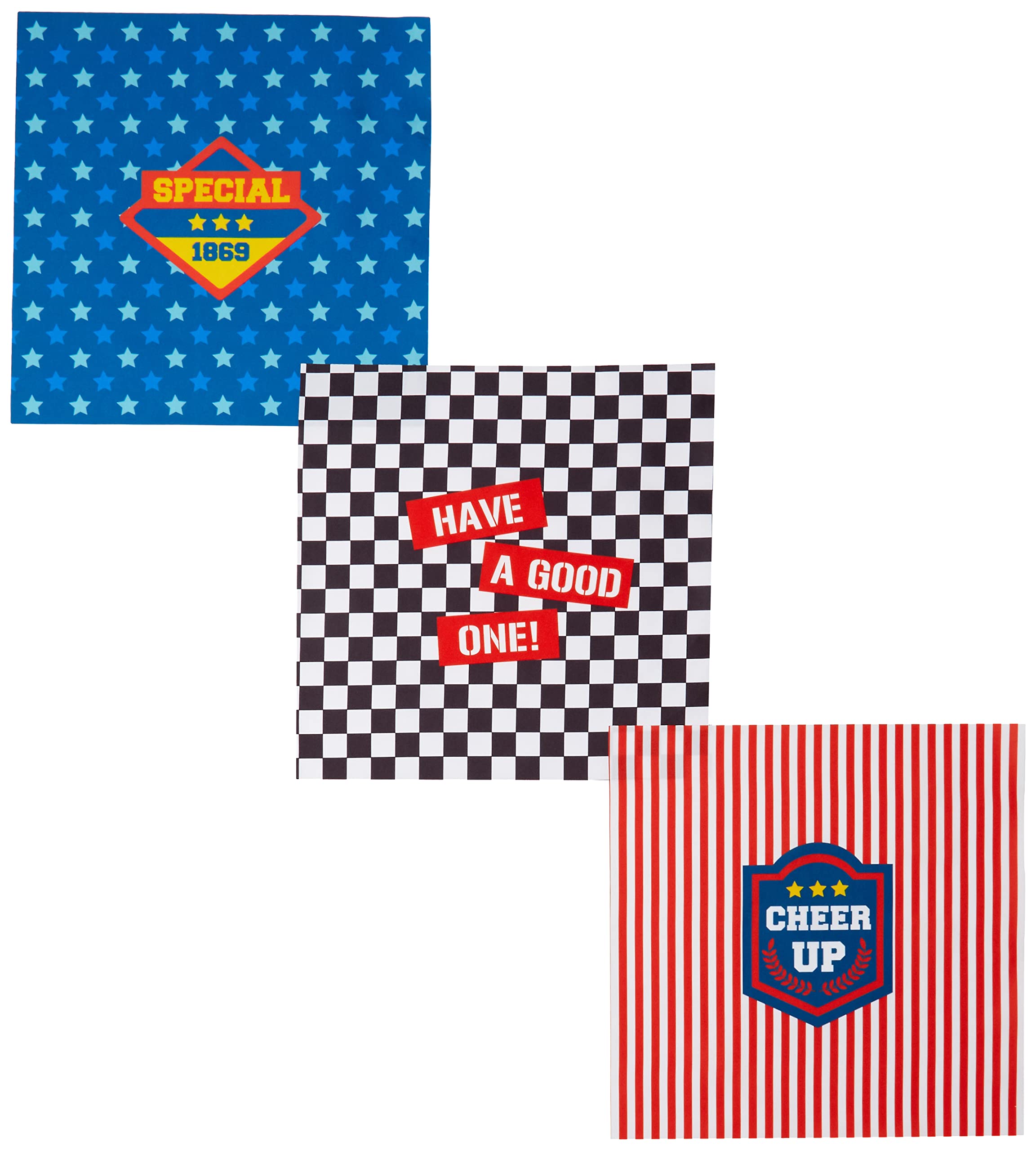 

Marushin Piccolino and Perfect for and Elementary Suitable for Boys Multi-Style Handkerchiefs, 3-Piece Set, Moisture-Wicking, Quick-Drying,