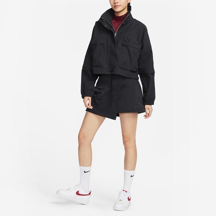 Nike Sportbekleidung Tech Pack Asymmetrischer Schnelltrocknender High-Waist Skort Damen Unterteile Anthrazit-Schwarz DV8492-010