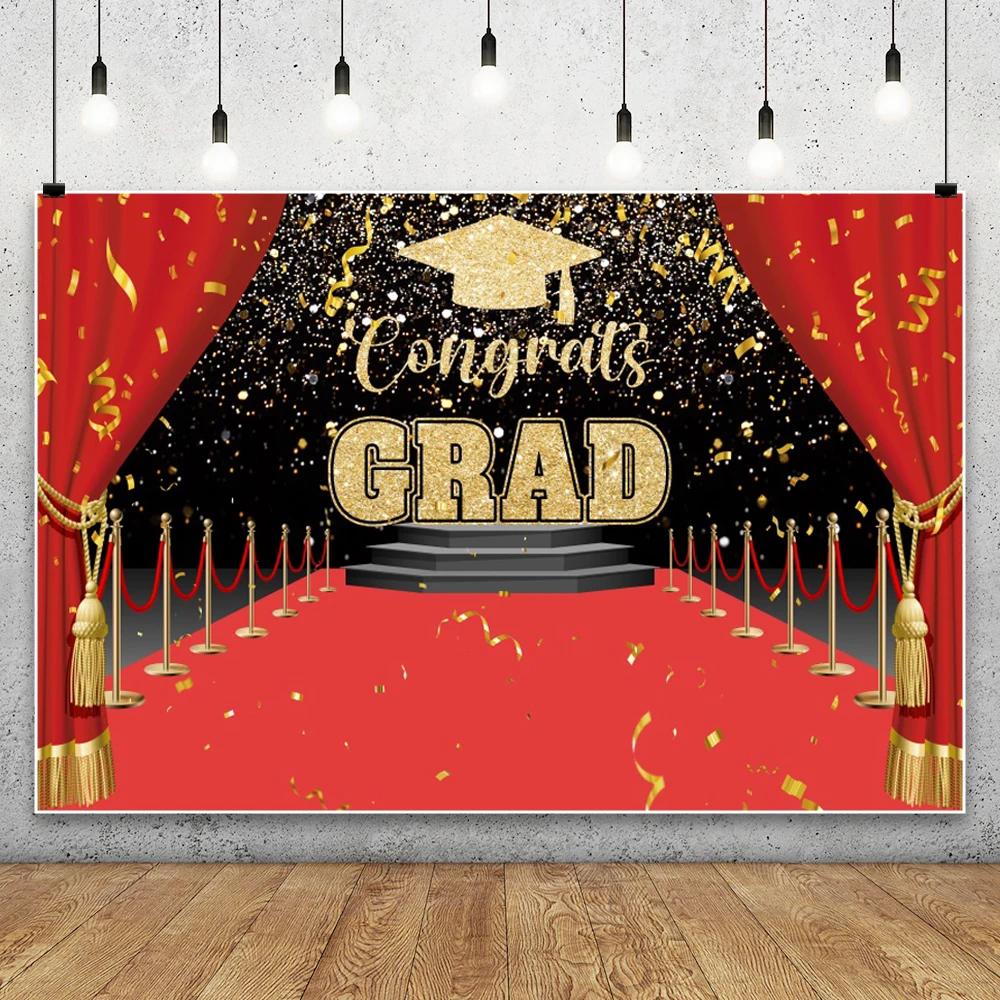 Graduation Party 2025 Gold Black Photography Background Bachelor Cap Prom Decorative Banner Photo Backdrop Photo Studio Props6