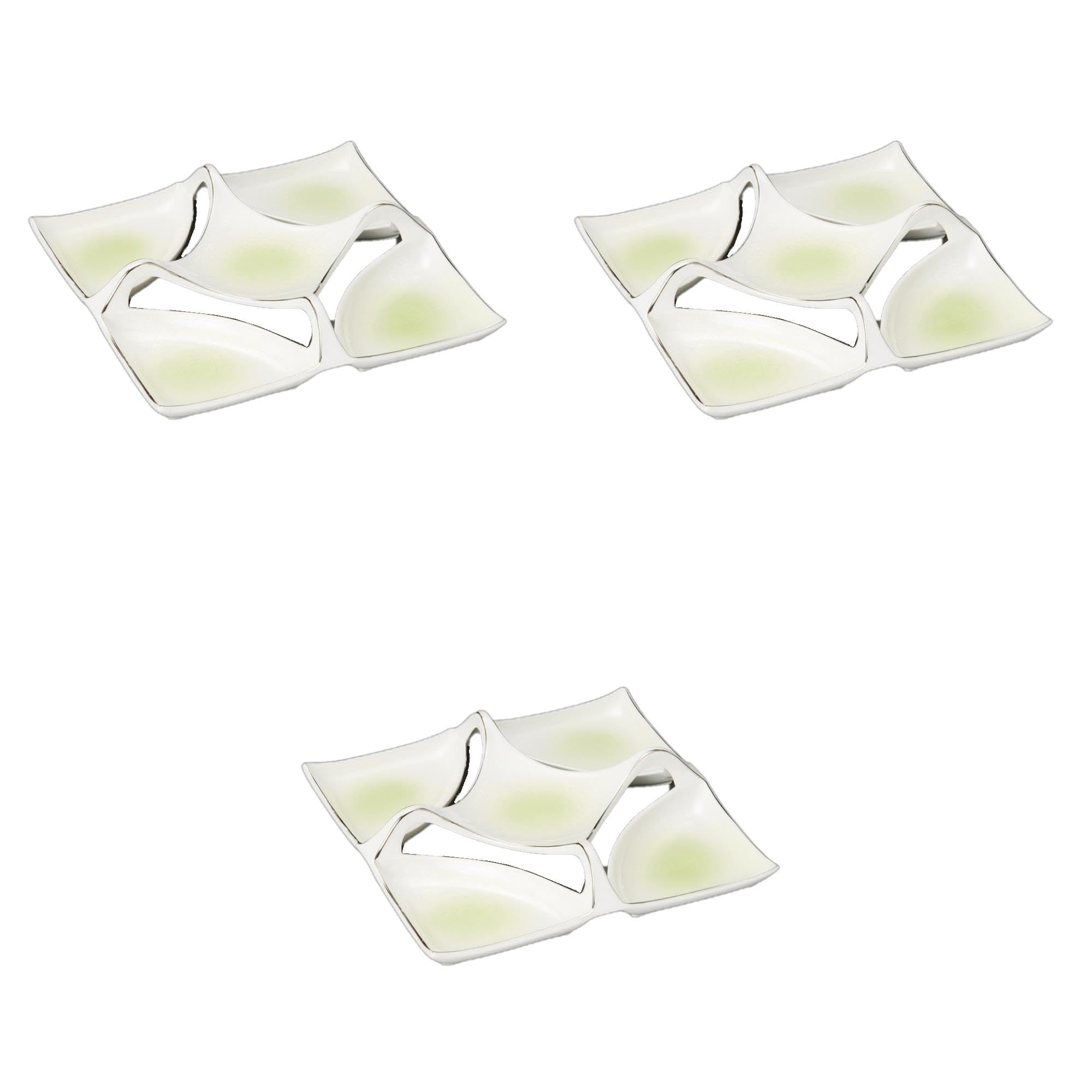 

Set of 3 Platinum Openwork Plates x x Square Ceramic Setomonohonpo Hiwa-Blown Five-Piece [22.5 22.5 4.5cm] Plates, платиновый