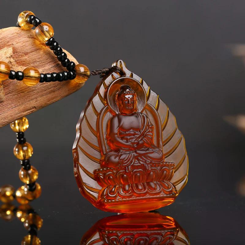 Green Necklace Long Sweater Chain Manjushri Pendant Amitabha Pendant Unisex Gift