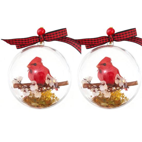 Nature's Birds Ball Ornament 3D Animal Clear Plastic Ball Decoration Christmas Tree Memorial Gift for Bird Lovers