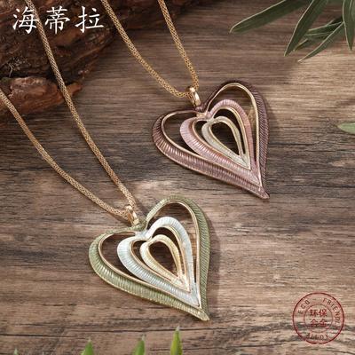 Luxury Hot-selling Enamel Color Hollow Heart Pendant, Women's Creative Multi-layer Hollow Heart Color Oil Necklace