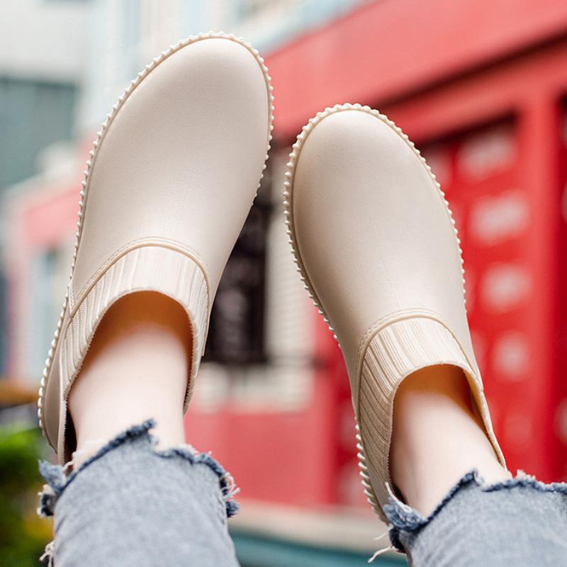 Rain Boots for Women Short Tube Water Shoes Four Seasons Outdoor Work Shoes Car Wash Low Tube Waterproof Non-slip Rubber Shoes Rain Boots