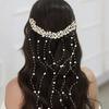Women Hair Ornament Faux Pearl Rhinestone Flower Bridal Hair Comb Long Style Wedding Hair Accessories