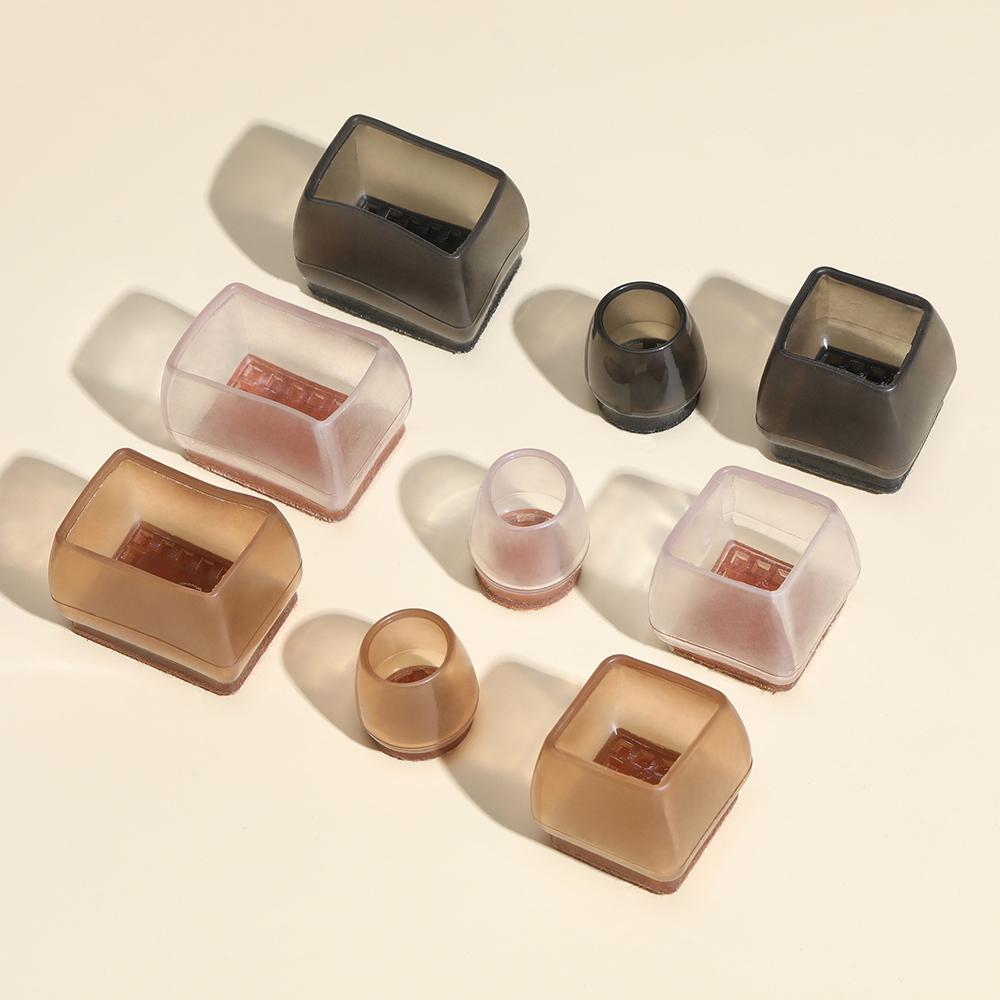 8Pcs Thickened TPE Small Square Chair Leg Caps Anti-Slip Noise Reduction Furniture Foot Pads Elastic Protectors