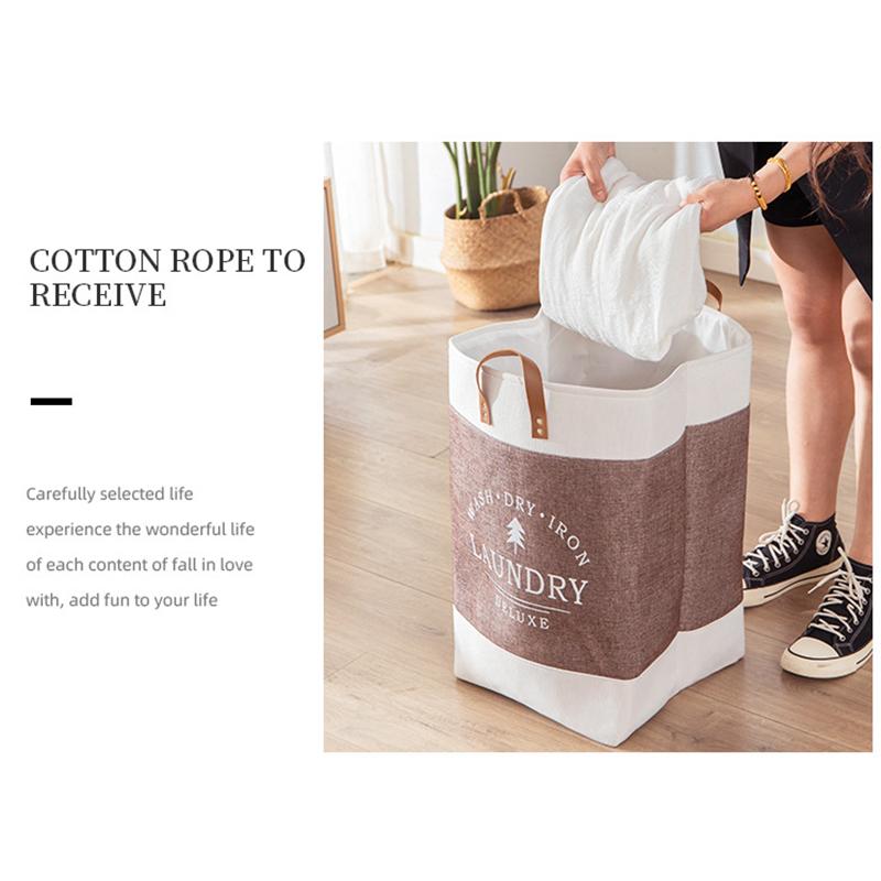 Foldable Laundry Basket Dirty Clothes Storage Bag Oxford Cloth Handbag with Handle Strap