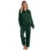 Women's Plus Size Satin Lapel Pajama Set - Long Sleeve & Pants