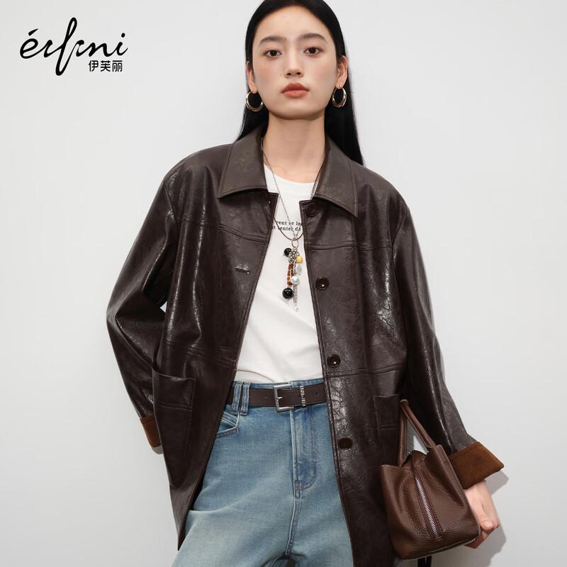 

Eifini Women s Retro Casual Leather Jacket M