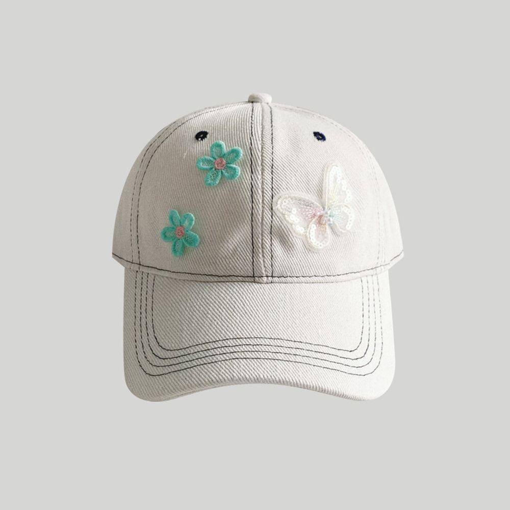 Korean Bowknot Flower Embroidery Baseball Caps Women Girl Cute Plum Outdoor Sun Visor Hats Adjustable Sports Peaked Cap