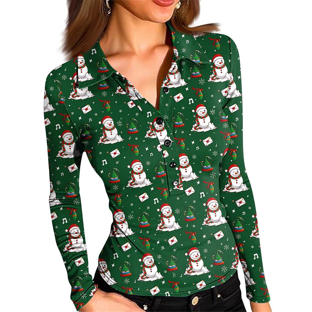 Damska Moda Casual Drukowana Bluzka z Dekoltem w Serek, Długim Rękawem, Zapinana na Guziki