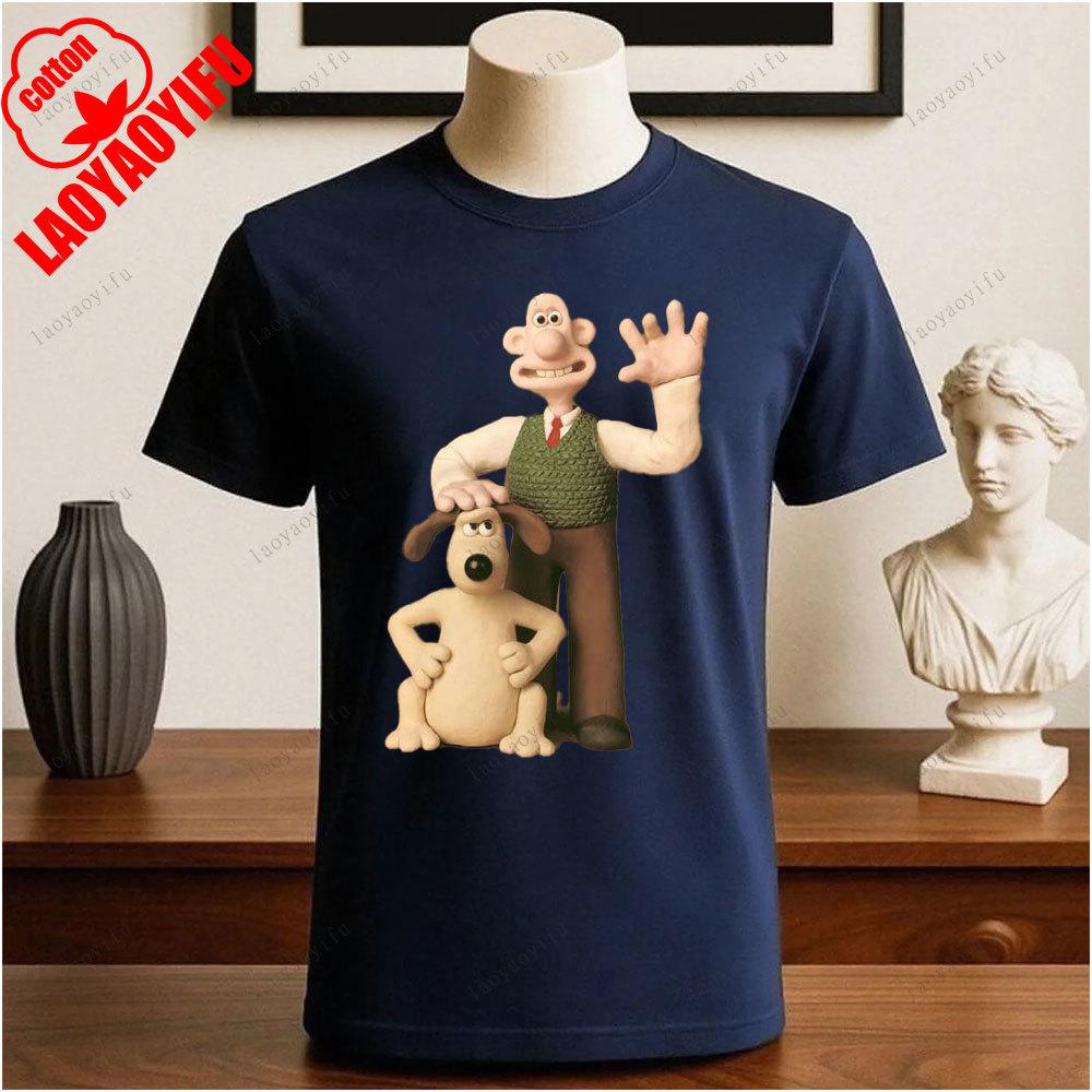 Wallace und Gromit Bedruckte T-Shirt Tops Cartoon und Anime Bedrucktes T-Shirt Unisex Bedruckte T-Shirt Tops Vintage Mode Streetwear