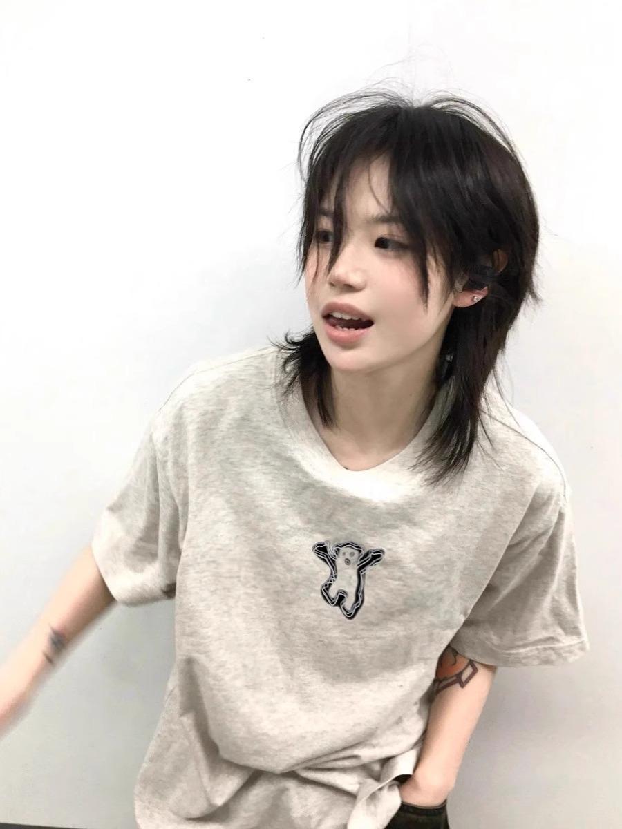 

Women s Loose Fit Grey Cotton Short Sleeve T-Shirt - Summer 2025 Edition L
