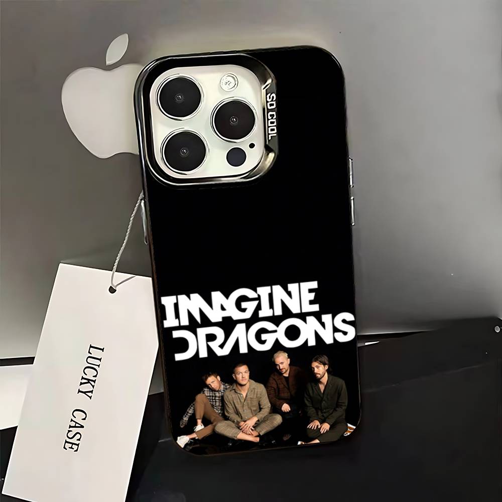 

I-Imagine Band Dragons Phone Case For iPhone 16,15,14,13,12,11,Pro,XS,Max,Plus,Mini,SE Black Candy Matte Shockproof Cover iPhone12