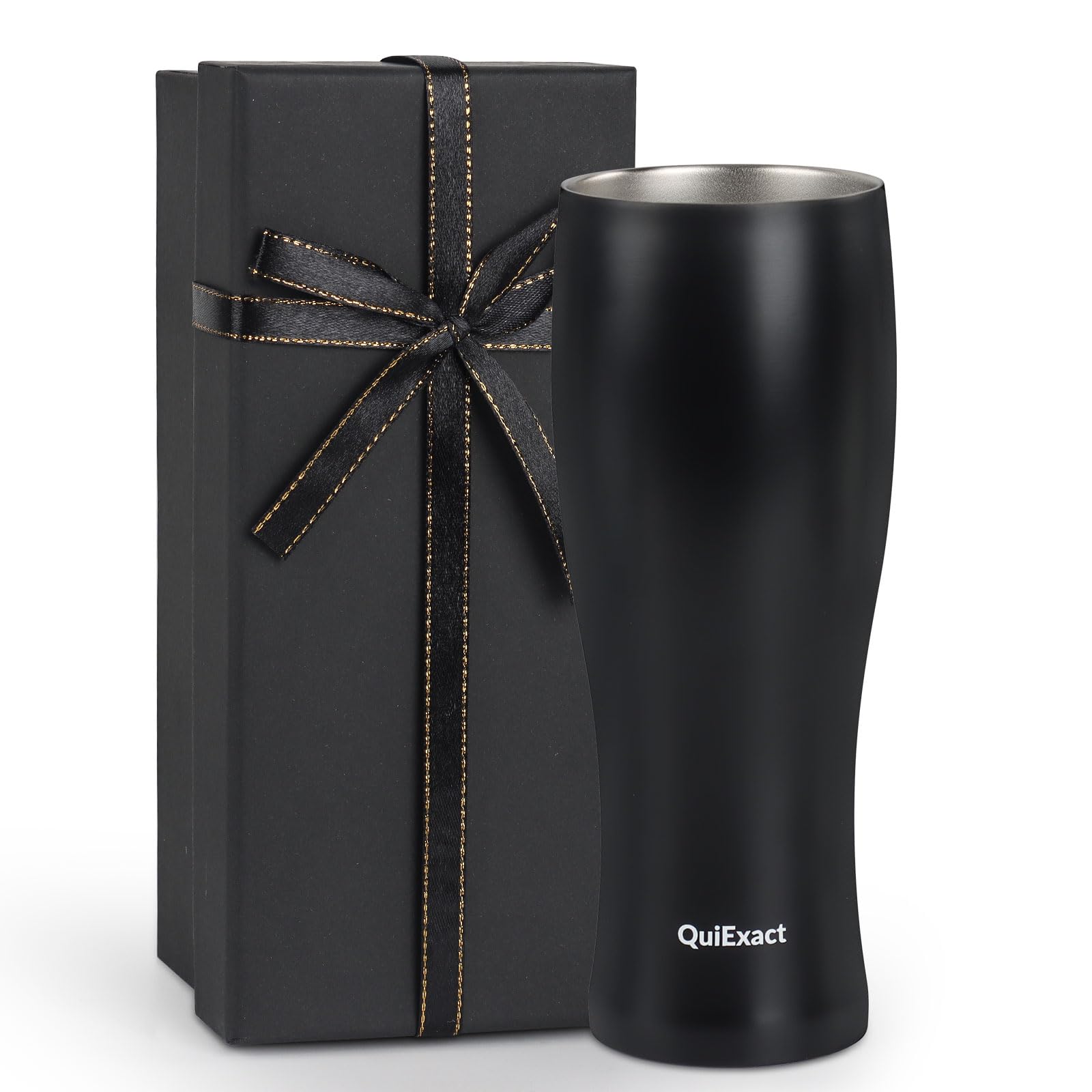 

QuiExact 450ml Highball Vacuum Insulated Stainless Steel Beer Large Keeps Drinks Hot or Perfect for or as a Gift for Day or Stylish with Cleaning чёрный