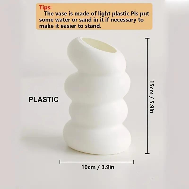Plastic Vase Spiral Nordic Minimalist Imitation Glazed Porcelain Creative Flower Arrangement Decoration Dry Wet Flower Vase New