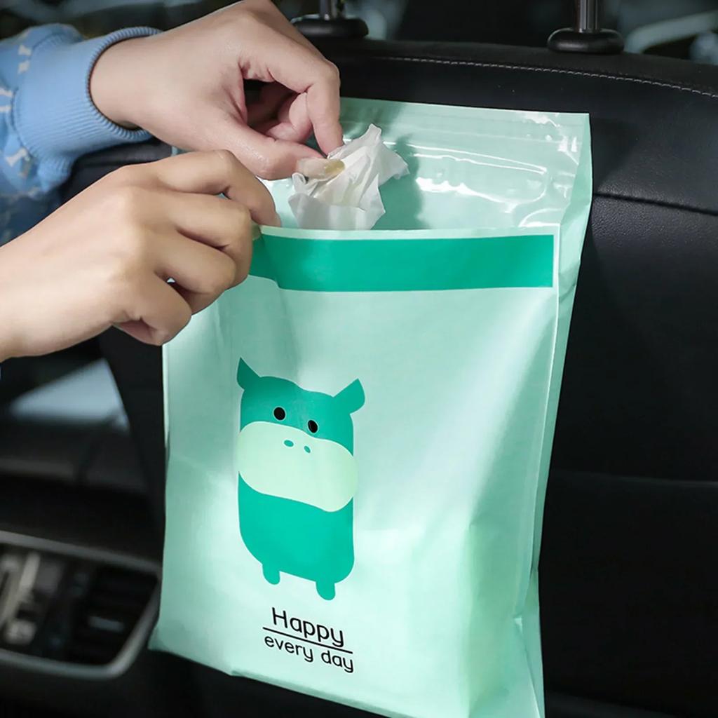 15PCS Car Trash Bag Disposable Self-Adhesive Garbage Can for Auto Seat Back Hanging Trash Bag Office Kitchen Garbage Storage Bag
