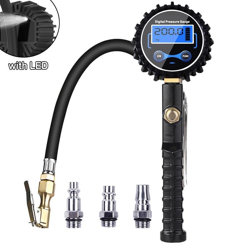 New Digital Tire Rapid Inflator with Pressure Gauge 200 PSI Air Chuck for Truck/Car/Bike Refill Fast Reading