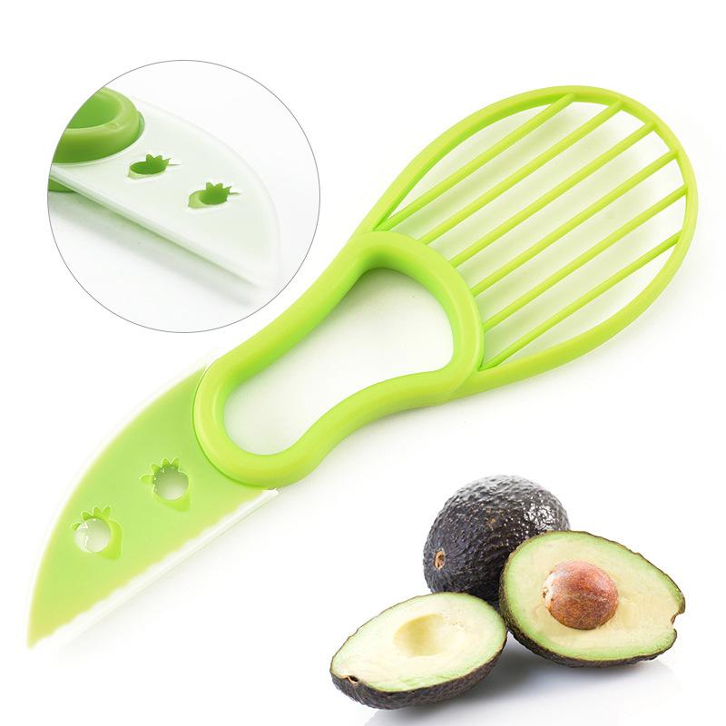 3 In 1 Avocado Slicer Shea Corer Butter Obst Schäler Cutter Zellstoff Separator Kunststoff Messer Küche Gemüse Werkzeuge Küche Gadgets